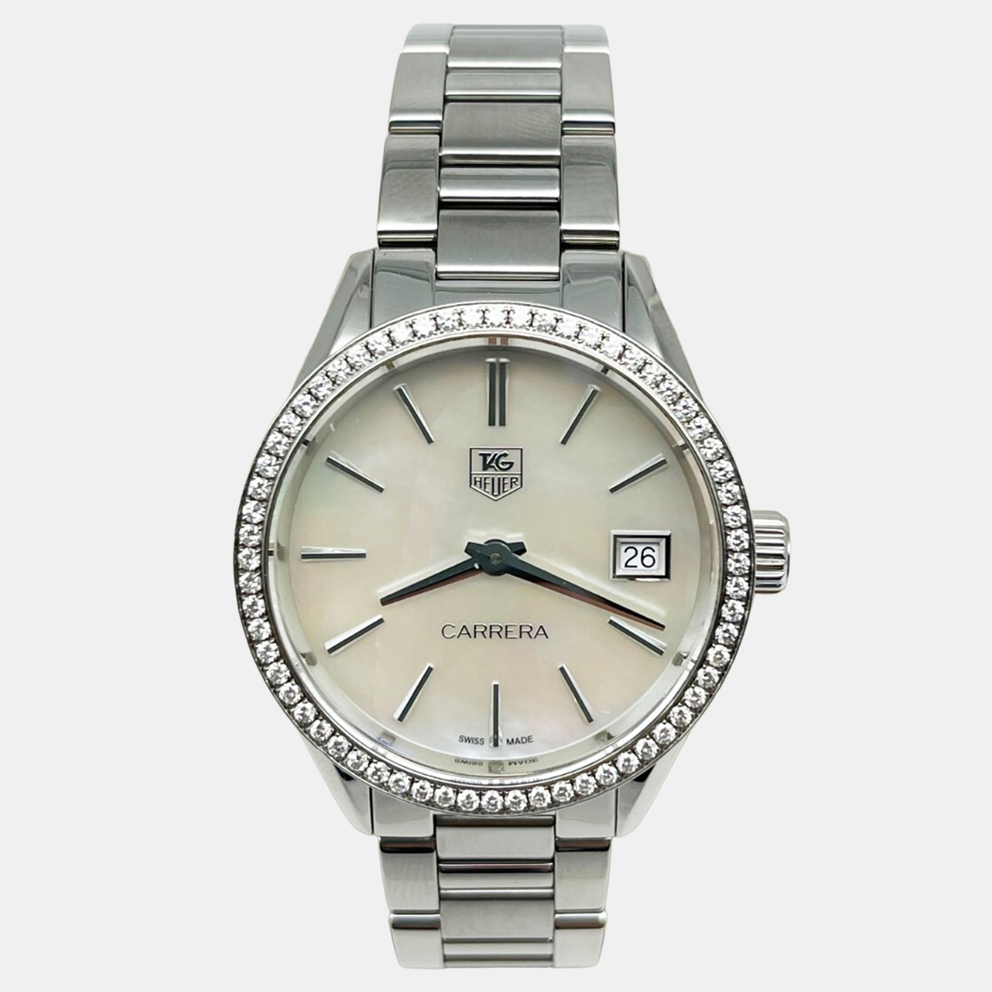 

Tag Heuer WAR1315 Quartz MOP Diamond Stainless Steel Women's Wristwatch 32 mm, Cream
