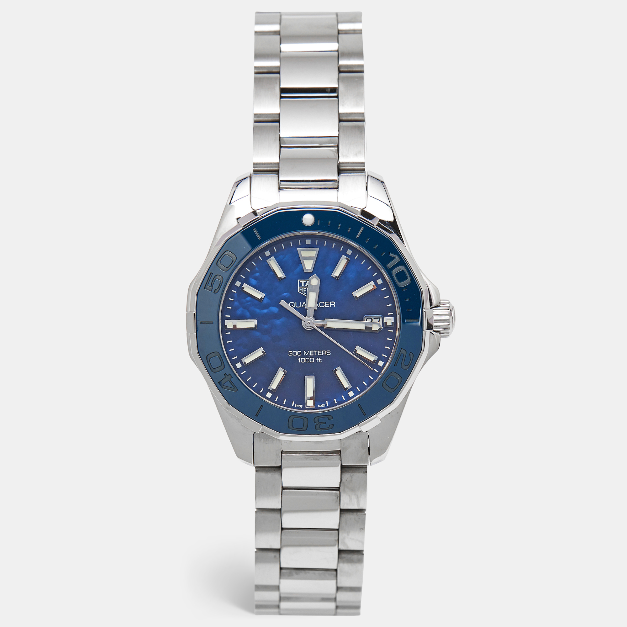 

TAG Heuer Aquaracer WAY131S.BA0748 Blue Mother Of Pearl Dial Ceramic Stainless Steel Women's Wristwatch, Silver