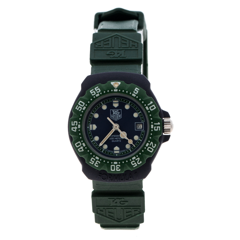 ساعة يد نسائية تاغ هيوير فورميللا وان 362.508 أخضر/أزرق 28 مم