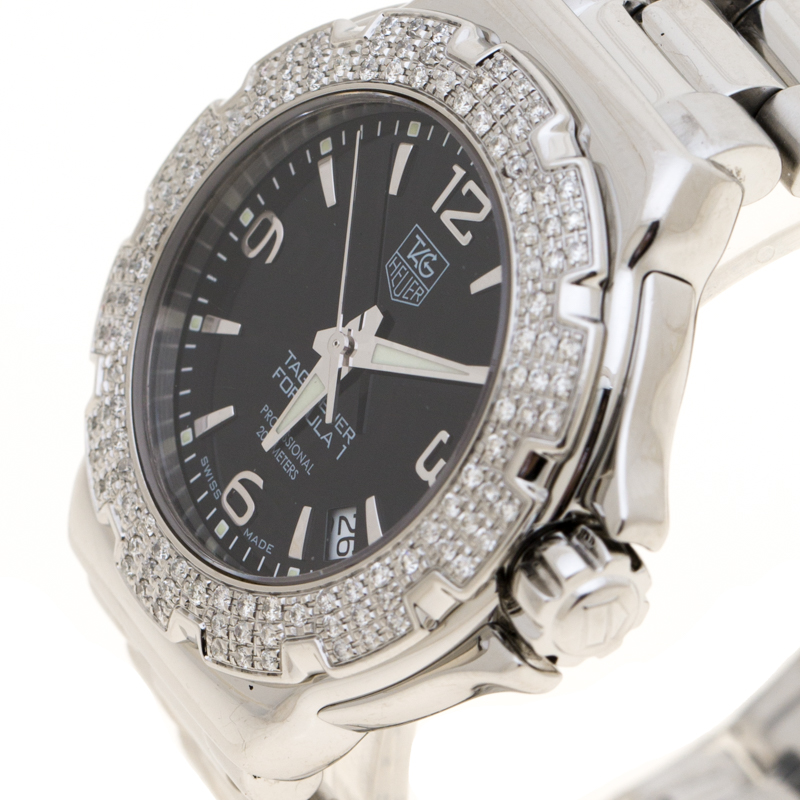 

Tag Heuer Black Stainless Steel Diamond Formula, Silver
