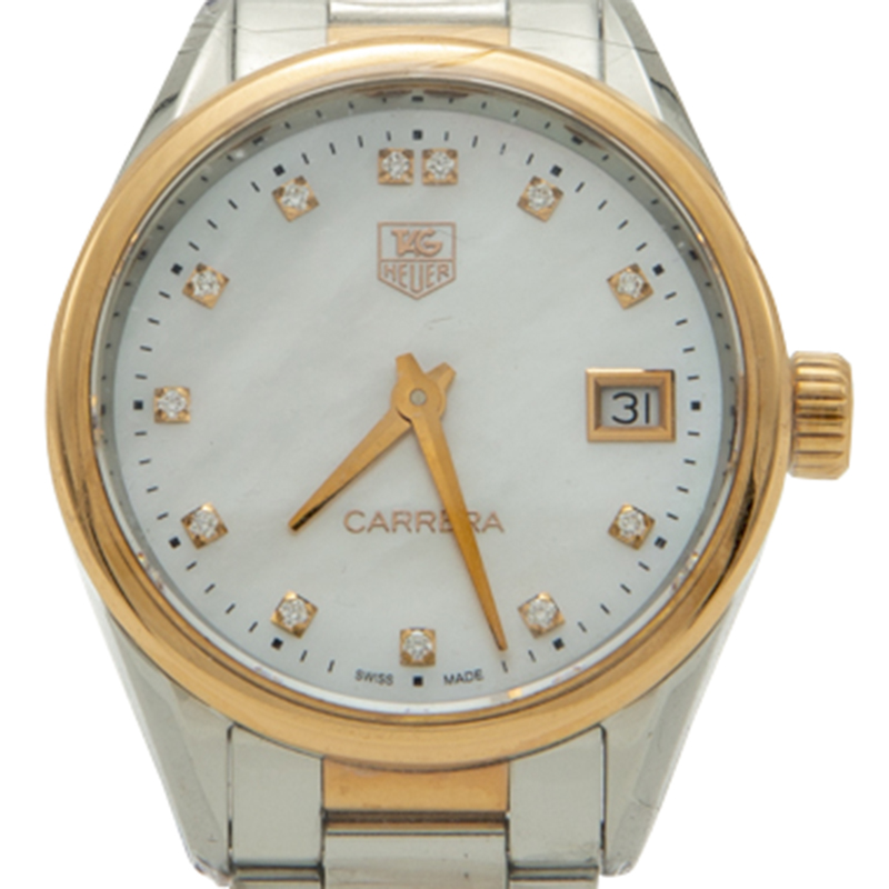 

Tag Heuer White Mop Dial Steel & Rose Gold Carrera Diamond Women's Watch