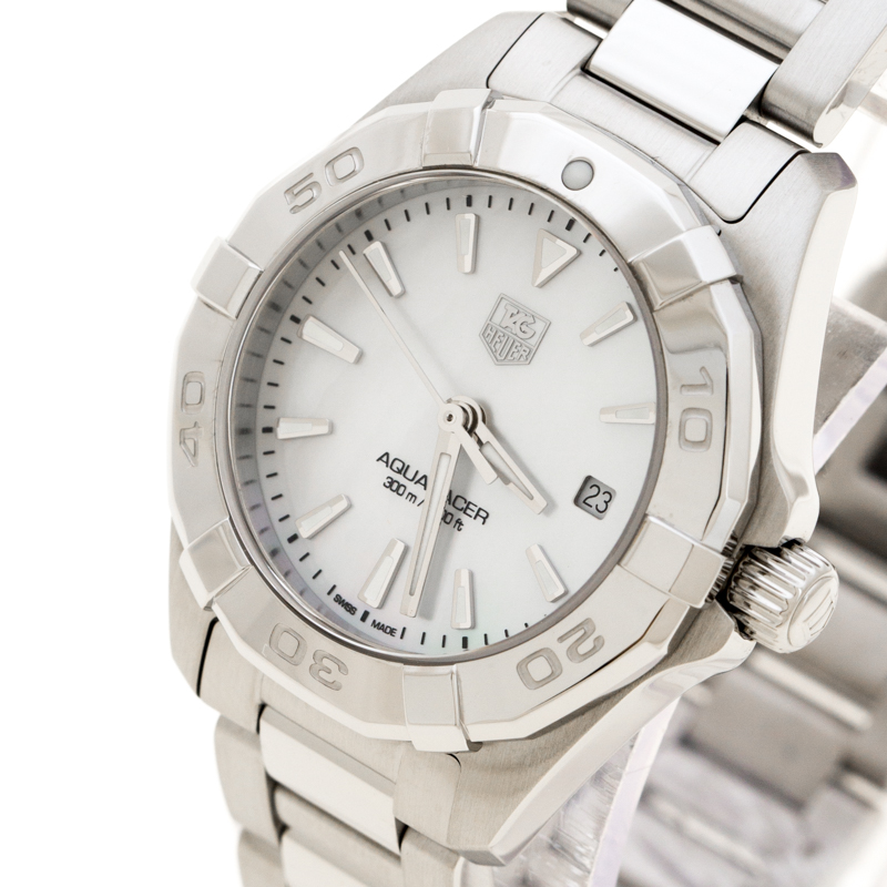 

Tag Heuer Mother of Pearl Stainless Steel Aquaracer WAY1412 Women's Wristwatch, Silver