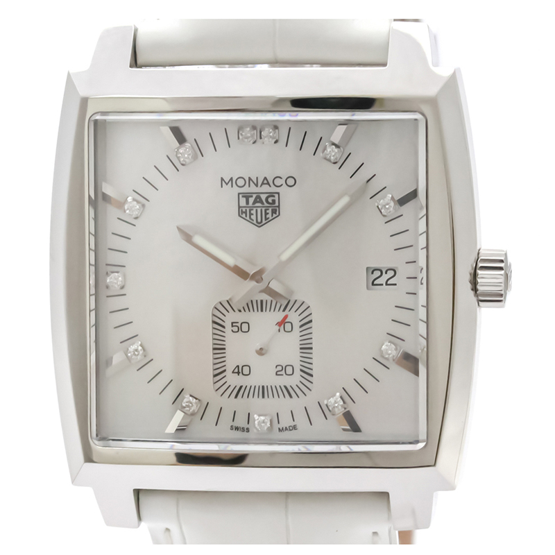 

Tag Heuer MOP Stainless Steel Diamond Monaco WAW131B Women's Wristwatch, White