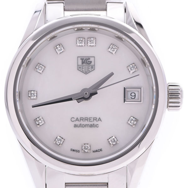 

Tag Heuer White Stainless Steel And Diamond Carrera Caliber