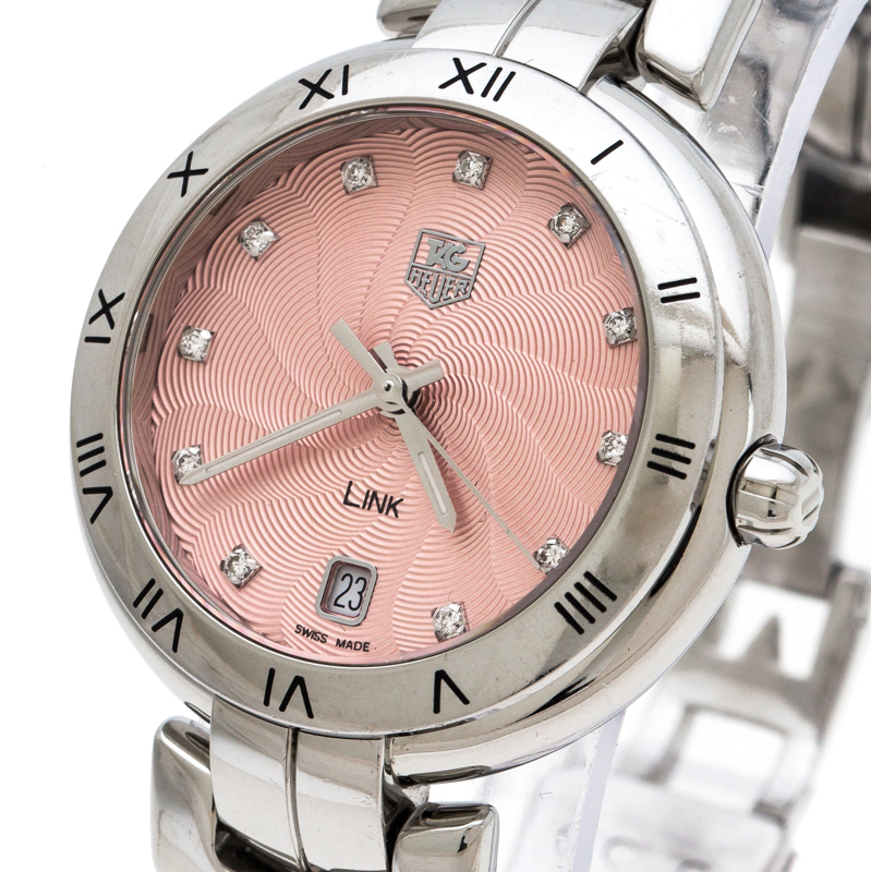 

Tag Heuer Pink Stainless Steel Diamonds Link WAT1313 Women's Wristwatch