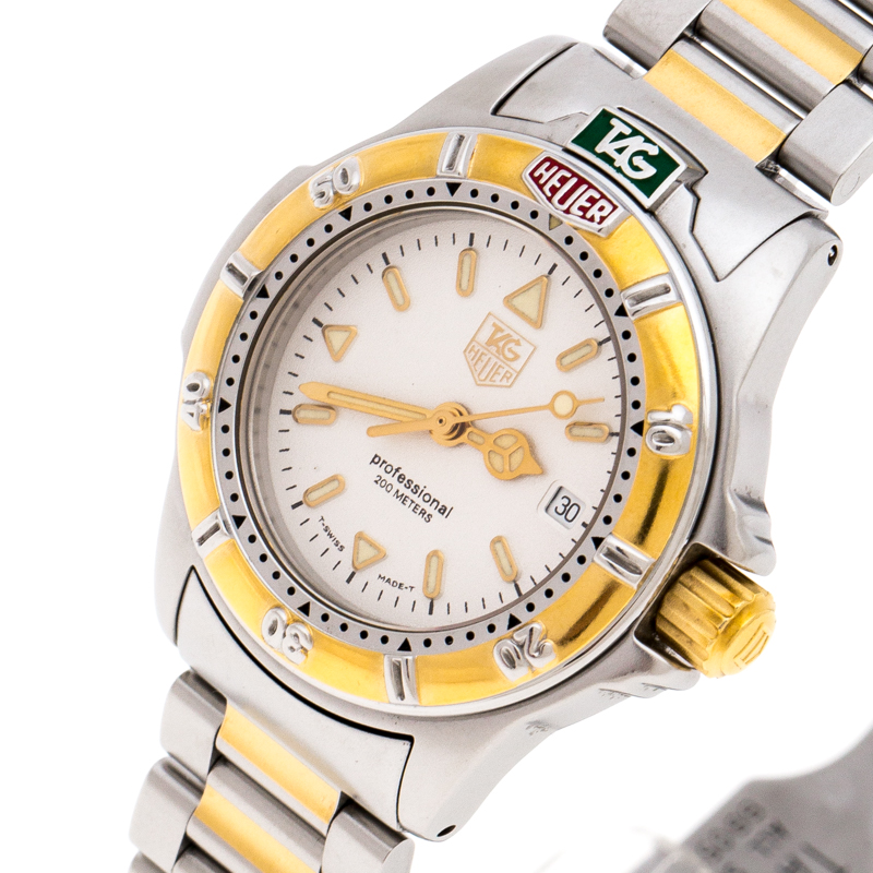 

Tag Heuer Silver Gold-Plated Stainless Steel Professional WF1420-O Women's Wristwatch 26 MM