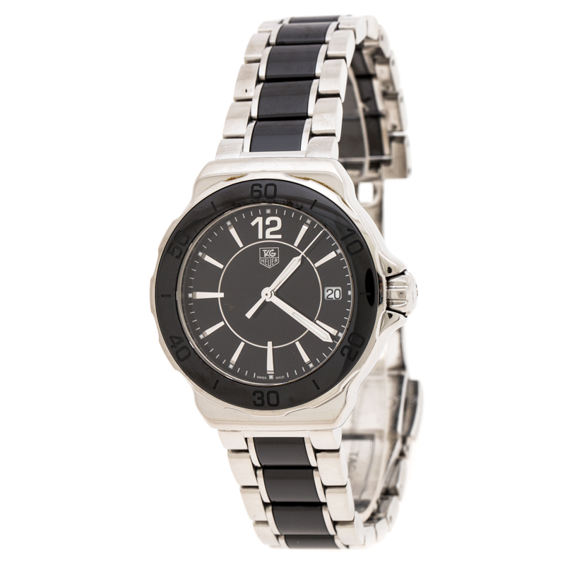 Tag Heuer Black Ceramic Stainless Steel Formula 1 WAH1210.BA0859 Women's Wristwatch 37 mm