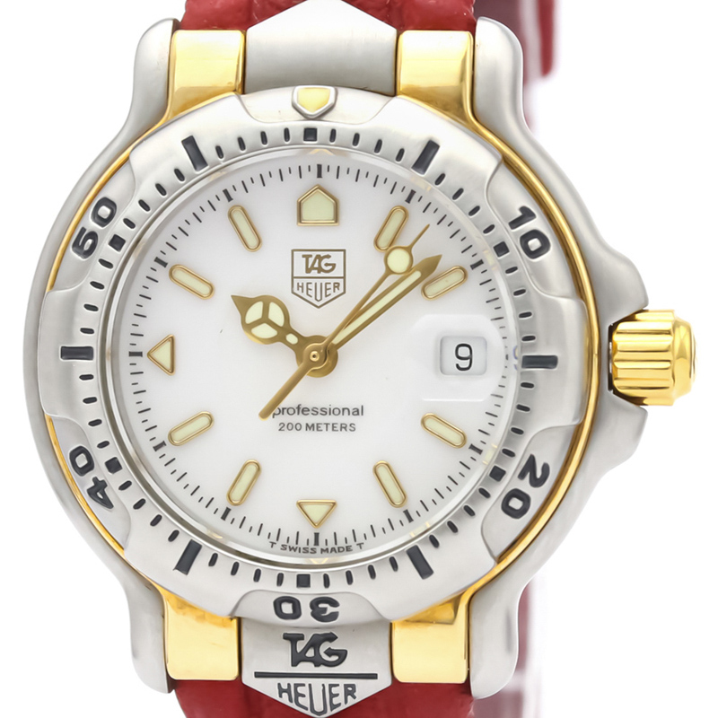 Pre Owned Tag Heuer White Gold Plated Stainless Steel 6000 Series Quartz Wh1351 Women's Wristwatch 29 MM