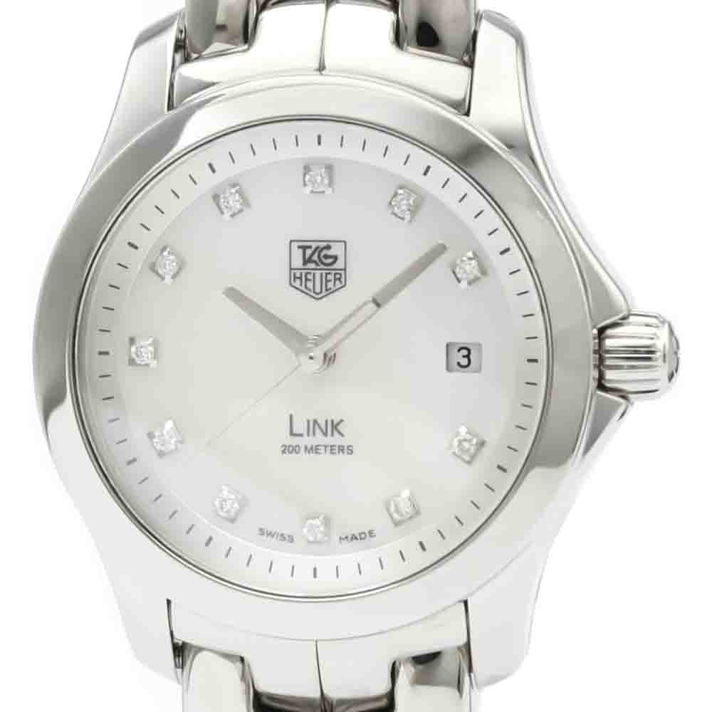 

Tag Heuer MOP Diamonds Stainless Steel Link Quartz WJF1317 Quartz Women's Wristwatch 27 MM, White