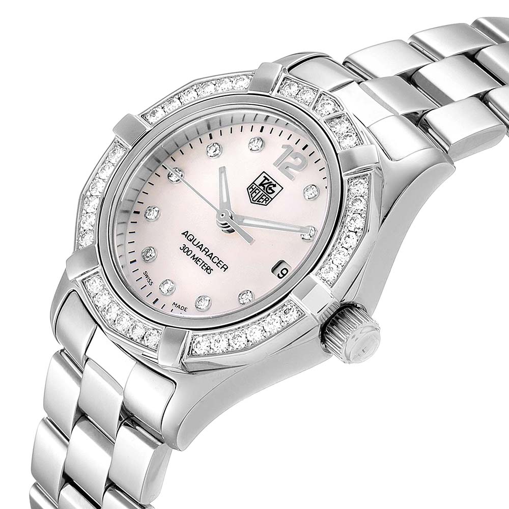 

Tag Heuer MOP Diamonds Stainless Steel Aquaracer WAF1416 Women's Wristwatch, White