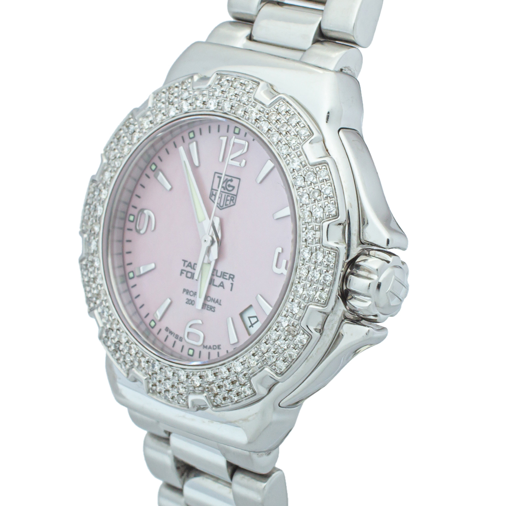 

Tag Heuer Pink Mother Of Pearl Stainless Steel Diamonds Formula One WAC1216.BA0852 Women's Wristwatch
