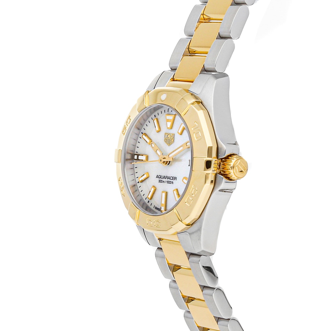 

Tag Heuer MOP 18K Yellow Gold And Stainless Steel Aquaracer 300m WBD1420.BB0321 Women's Wristwatch 27 MM, White