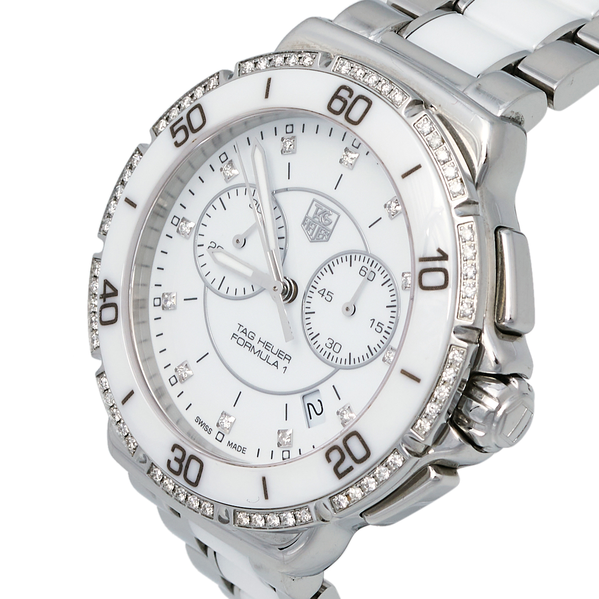 

Tag Heuer White Stainless Steel & Ceramic Diamond Formula