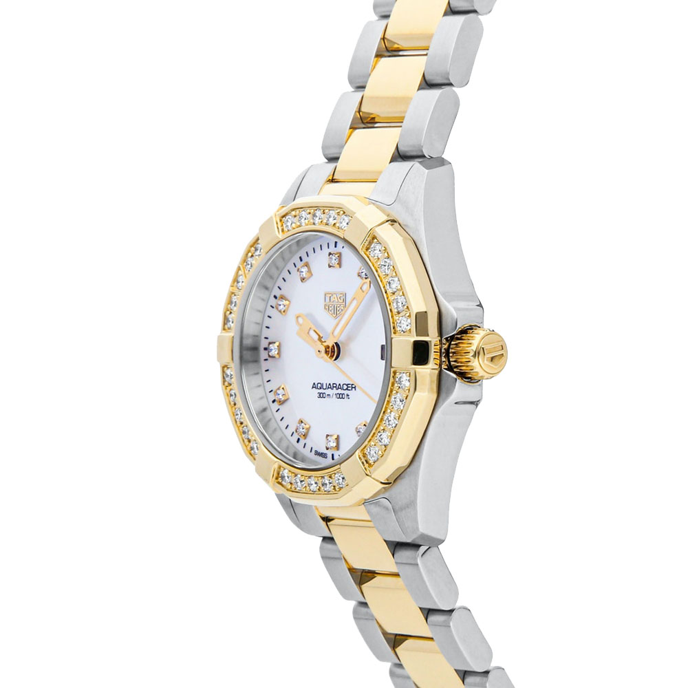 

Tag Heuer MOP Diamonds 18K Yellow Gold And Stainless Steel Aquaracer WBD1423.BB0321 Women's Wristwatch 27 MM, White