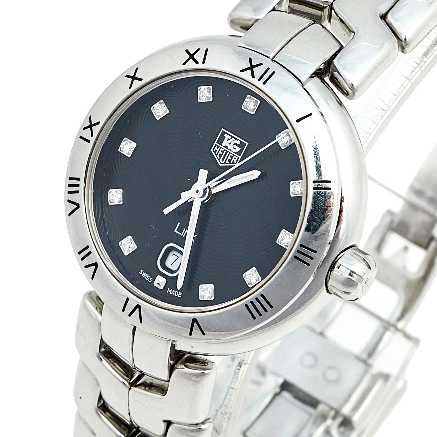 

Tag Heuer Black Diamond Stainless Steel Link WAT1410 Women's Wristwatch