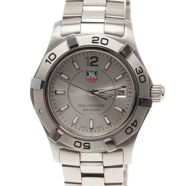 Pre Owned Tag Heuer Silver Stainless Steel Aquaracer Women's Wristwatch 27MM