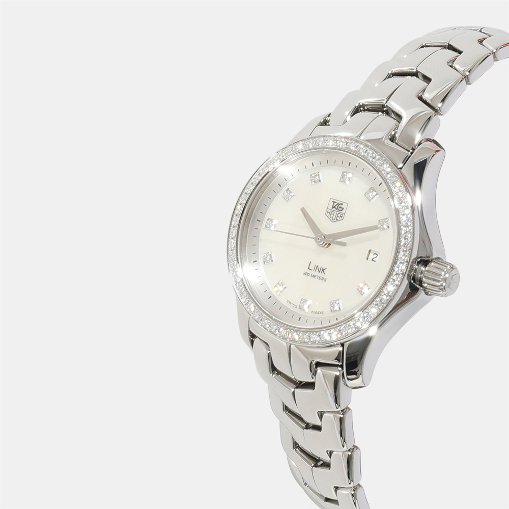 

Tag Heuer White Diamond Stainless Steel Link WJF1319.BA0572 Quartz Women's Wristwatch 27 mm