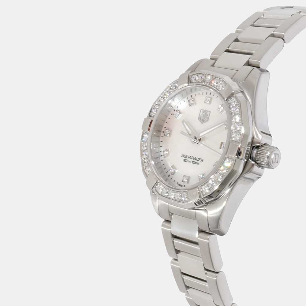 

Tag Heuer White Diamond Stainless Steel Aquaracer WAY1414.BA0920 Quartz Women's Wristwatch 27 mm