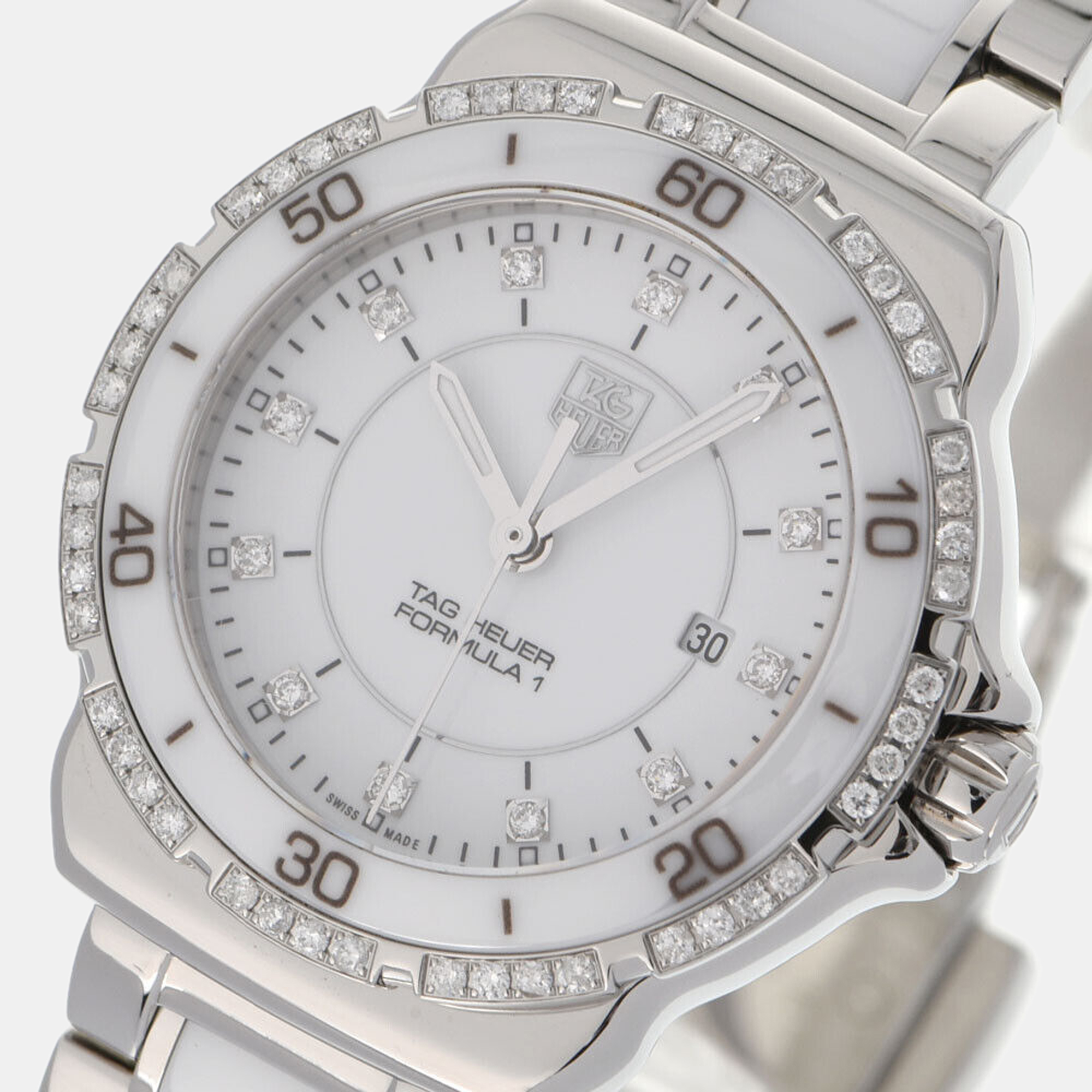 

Tag Heuer White Stainless Steel And Ceramic Formula 1 WAH1313 Quartz Women's Wristwatch 32 mm