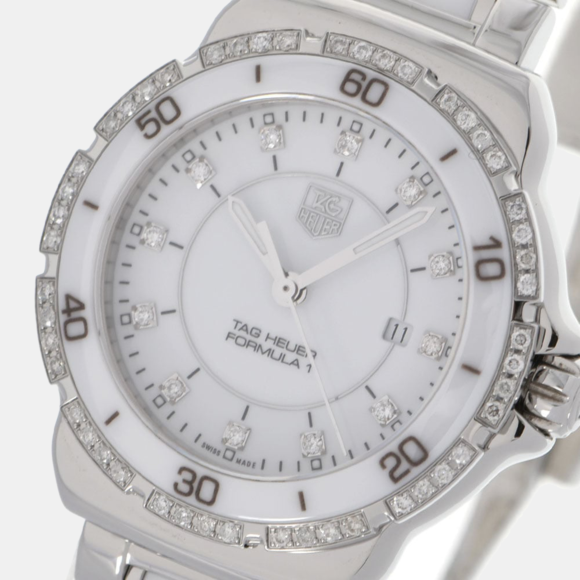 

Tag Heuer White Diamond Stainless Steel And Ceramic Formula 1 WAH1313.BA0868 Quartz Women's Wristwatch 32 mm