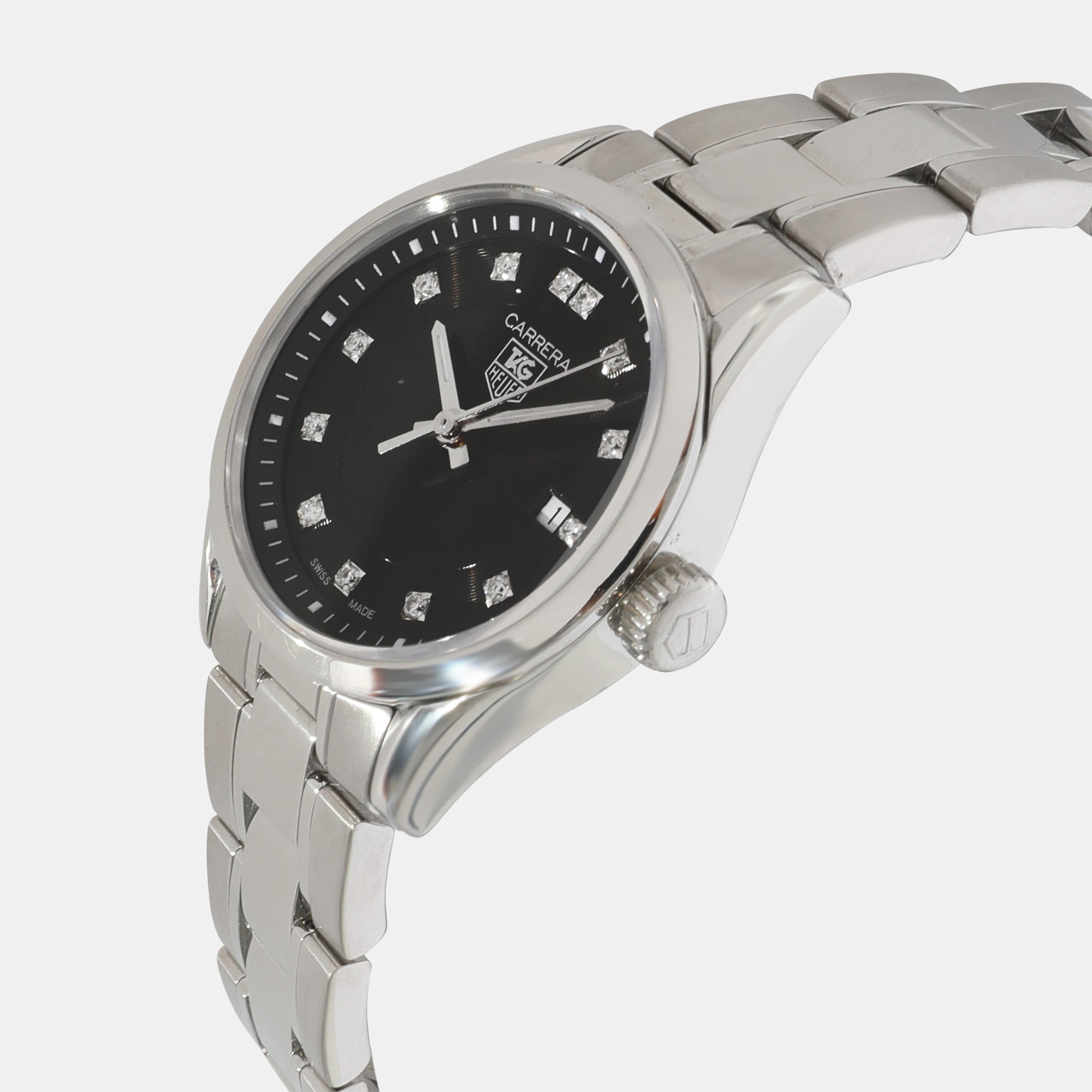 

Tag Heuer Black Diamond Stainless Steel Carrera WV1410.BA0793 Quartz Women's Wristwatch 27 mm