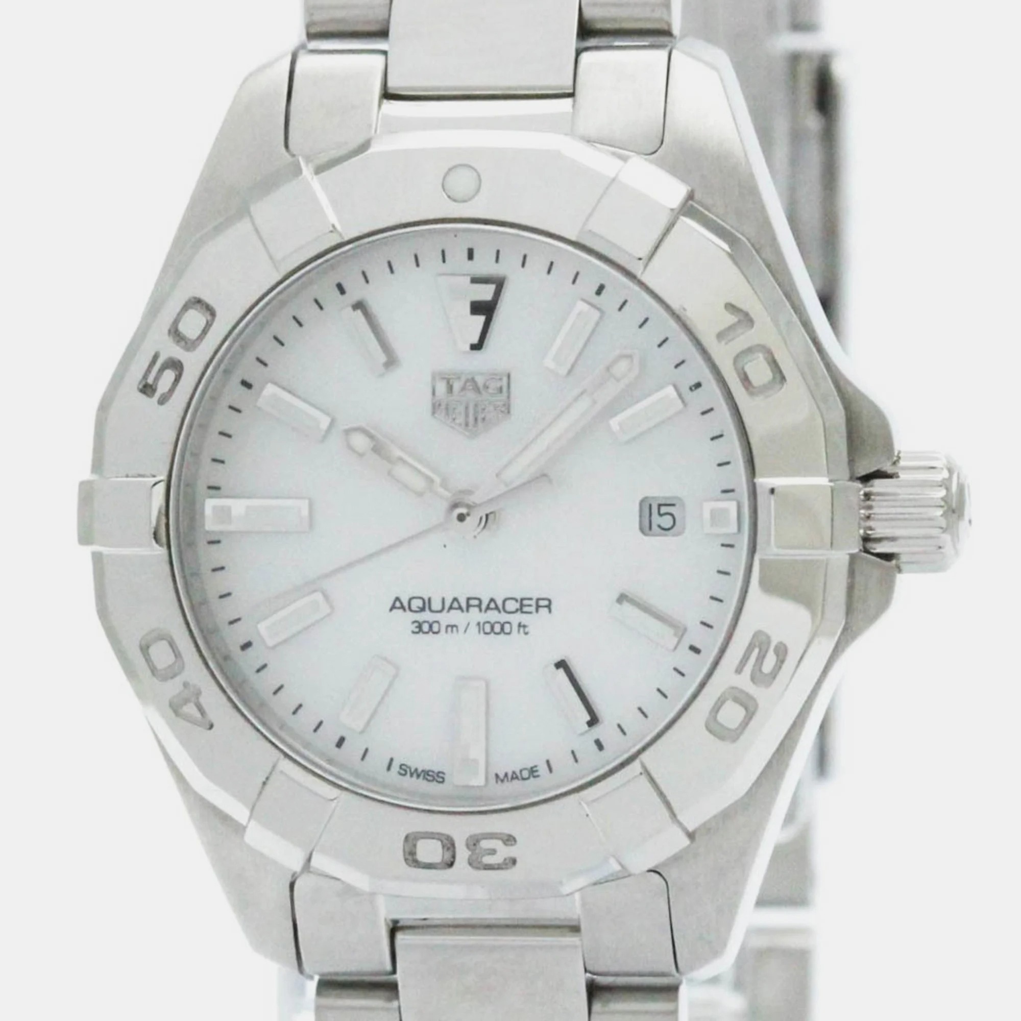 

Tag Heuer White Shell Stainless Steel Aquaracer WBD1411 Quartz Women's Wristwatch 27 mm