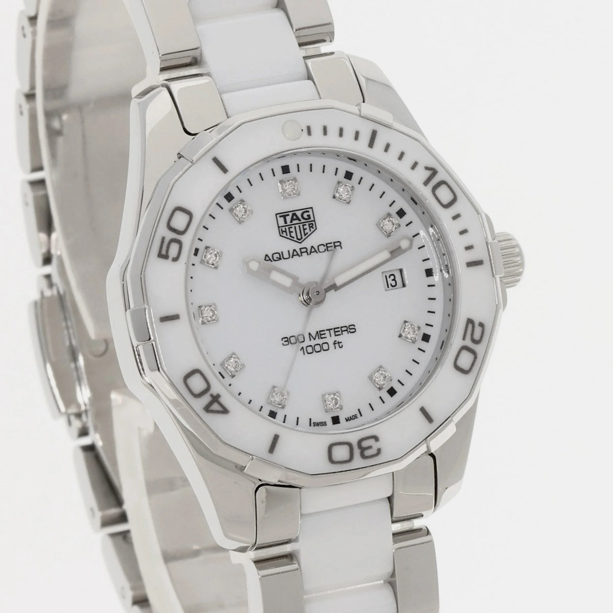 

Tag Heuer White Stainless Steel Aquaracer WAY141D.BA0919 Quartz Women's Wristwatch 29 mm