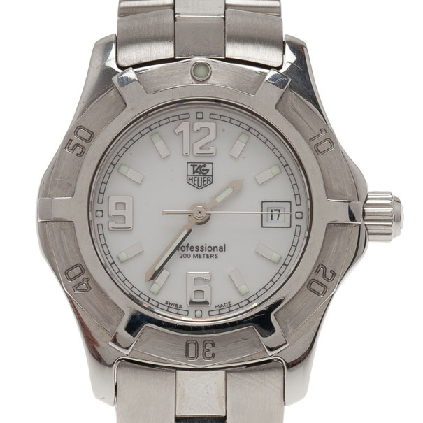Tag Heuer White Stainless Steel Professional Women's Wristwatch 30MM
