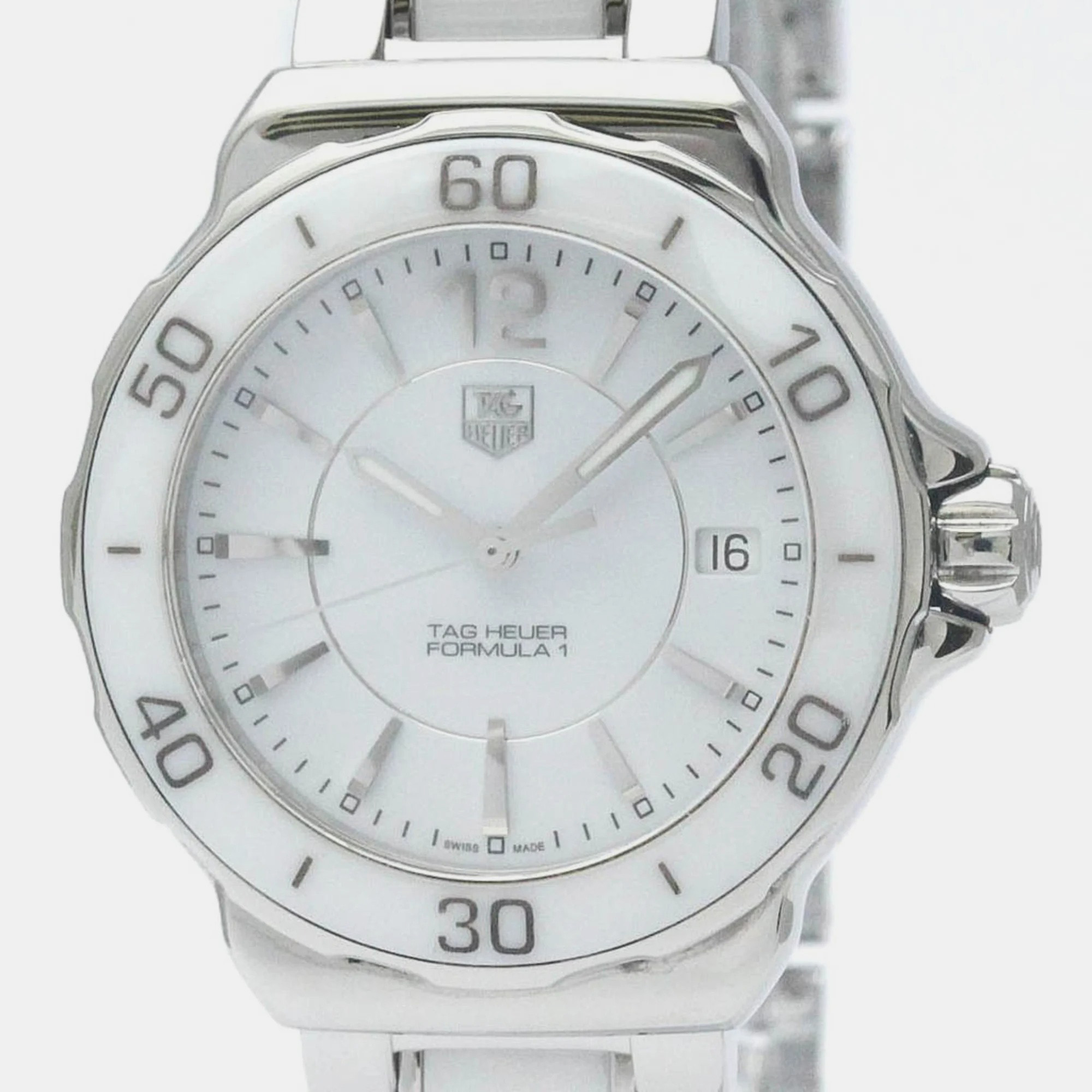 

Tag Heuer White Stainless Steel Ceramic Formula 1 WAH1211 Quartz Women's Wristwatch 35 mm