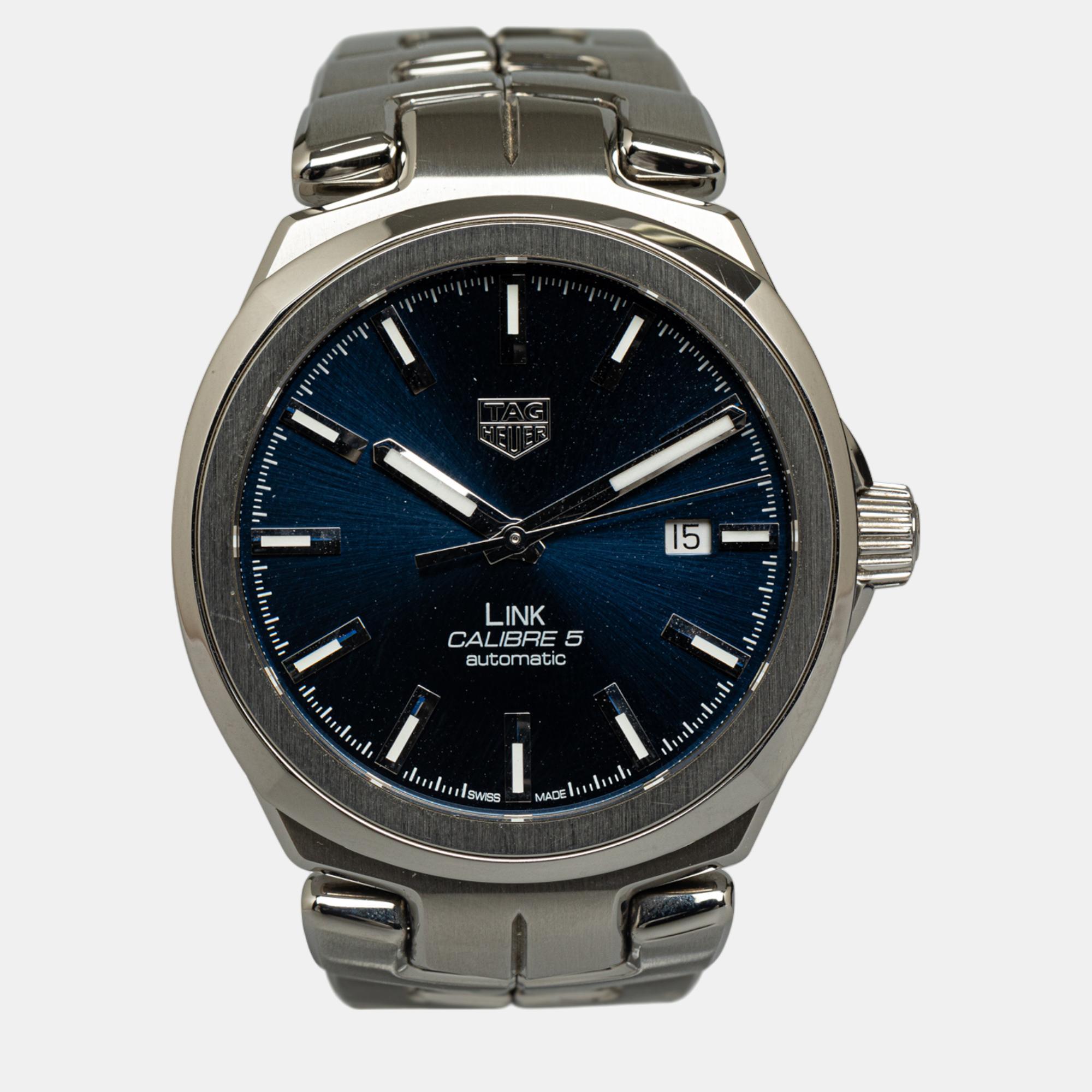 

Tag Heuer Automatic Stainless Steel Link Calibre 5 Watch, Blue