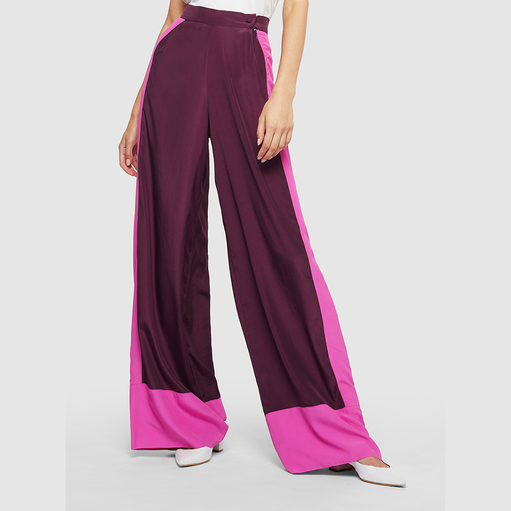 

Taller Marmo Purple After Pilates Colour Block Wide Leg Trousers Size IT 42