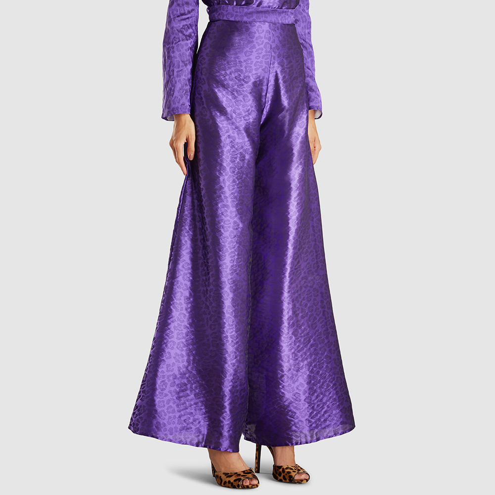 

Taller Marmo Purple Satin-Jacquard Trousers Size IT 38