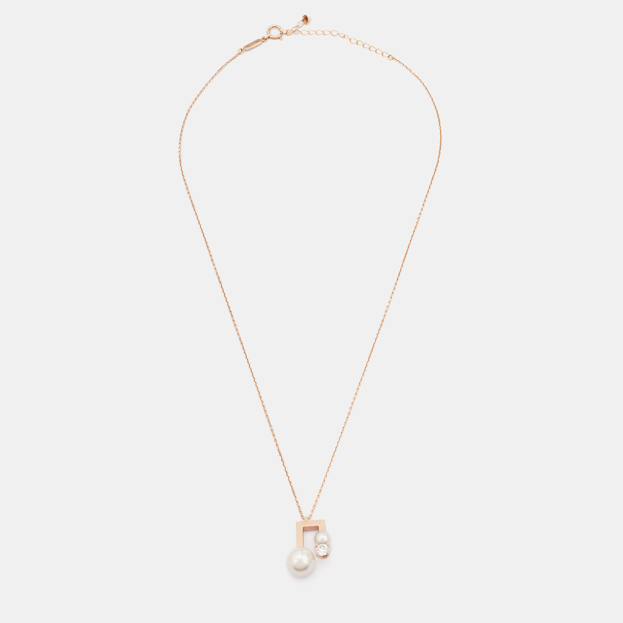 

Tasaki Cultured Pearl Diamond 18k Rose Gold Necklace