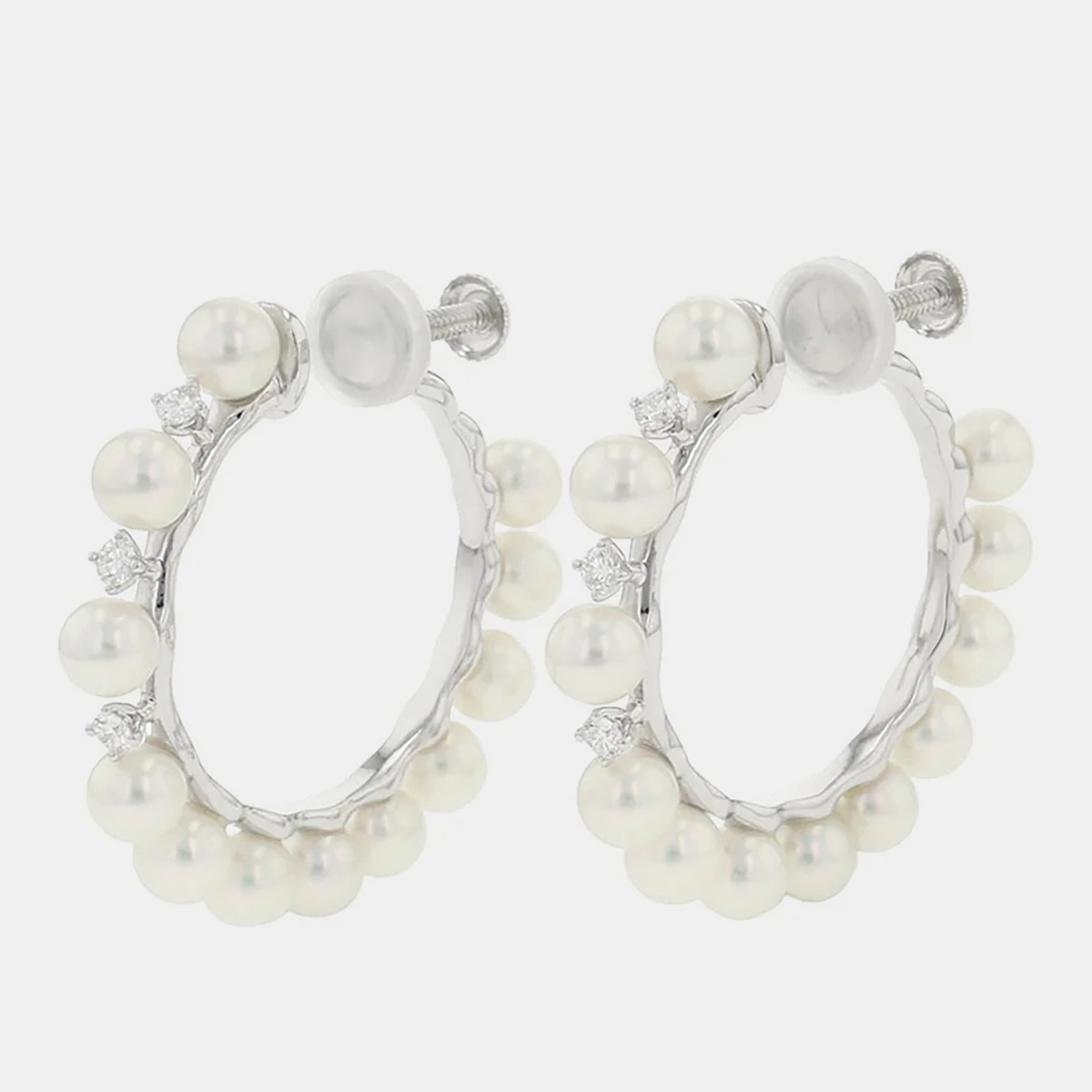 Pre-owned Tasaki Pearl 18k White Gold Earrings