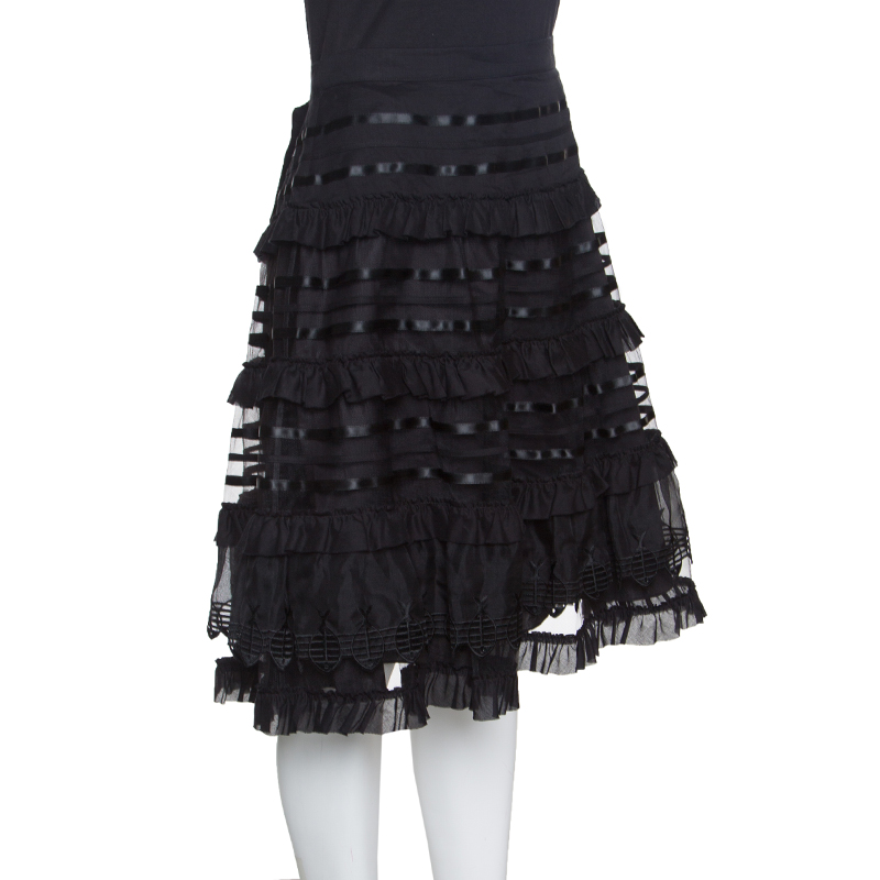 

Temperley London Black Tiered Ruffle Detail Sea Skirt
