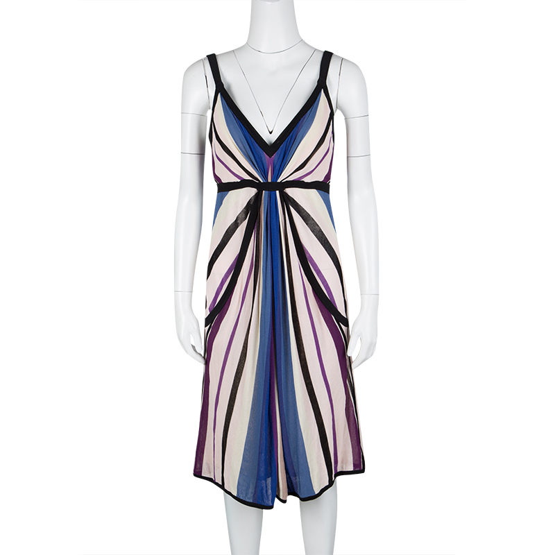 

Temperley London Multicolor Striped Knit Draped Front Sleeveless Dress