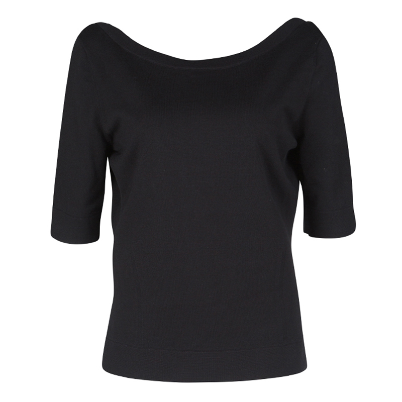 Pre Owned Temperley Black Knit Cross Back Detail Top L