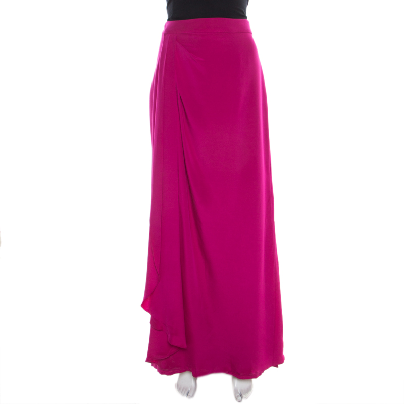 Temperley London Purple Silk Crepe Draped Maxi Skirt L Temperley | TLC