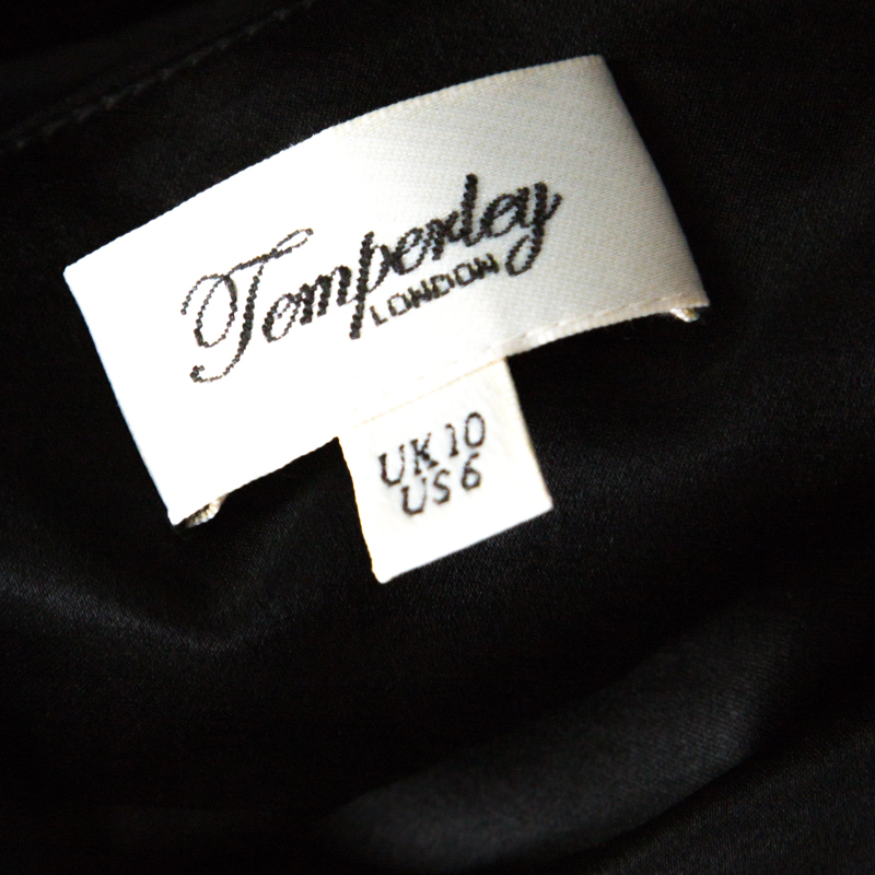 Pre-owned Temperley Black Silk Embellished Detail Gathered Bodice Babydoll Dress M