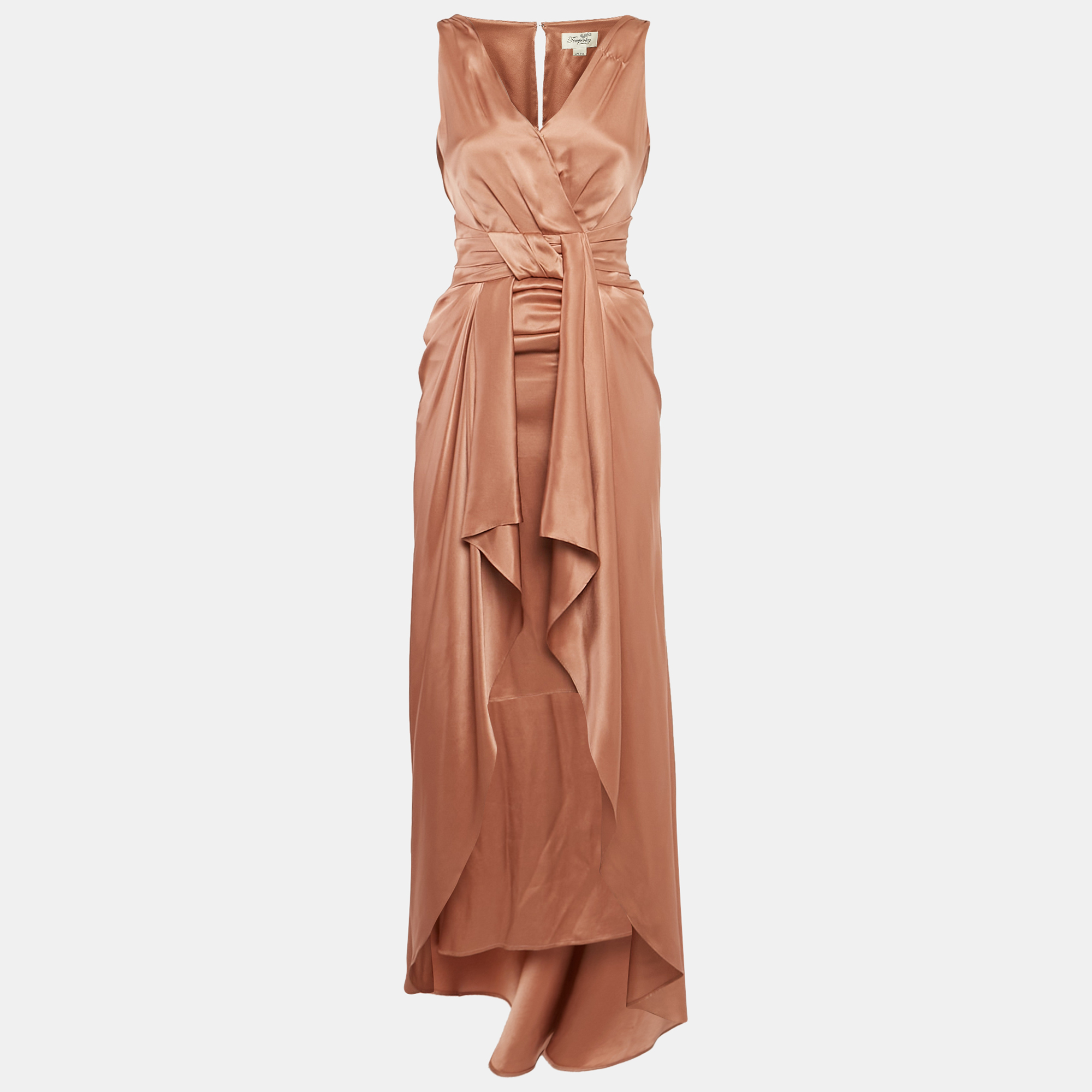 

Temperley London Rustic Pink Silk Draped V-Neck Sleeveless Gown S