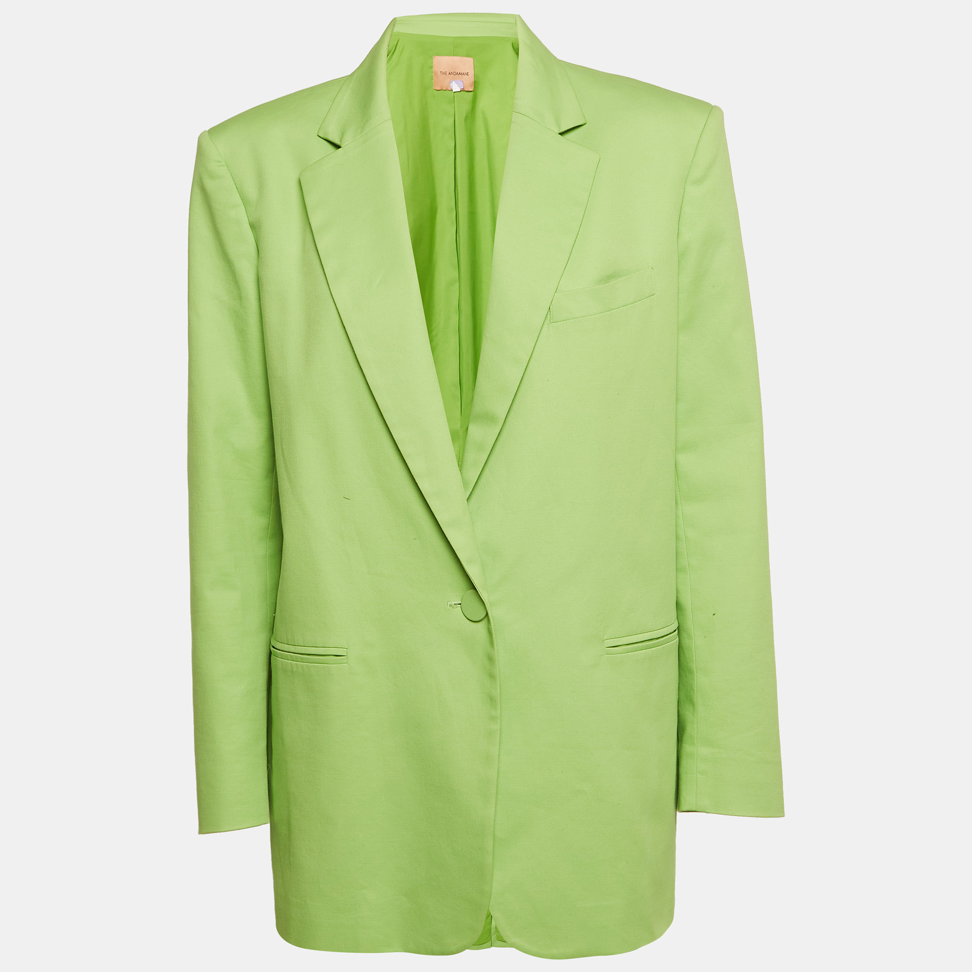 

The Andamane Green Cotton Single Breasted Blazer