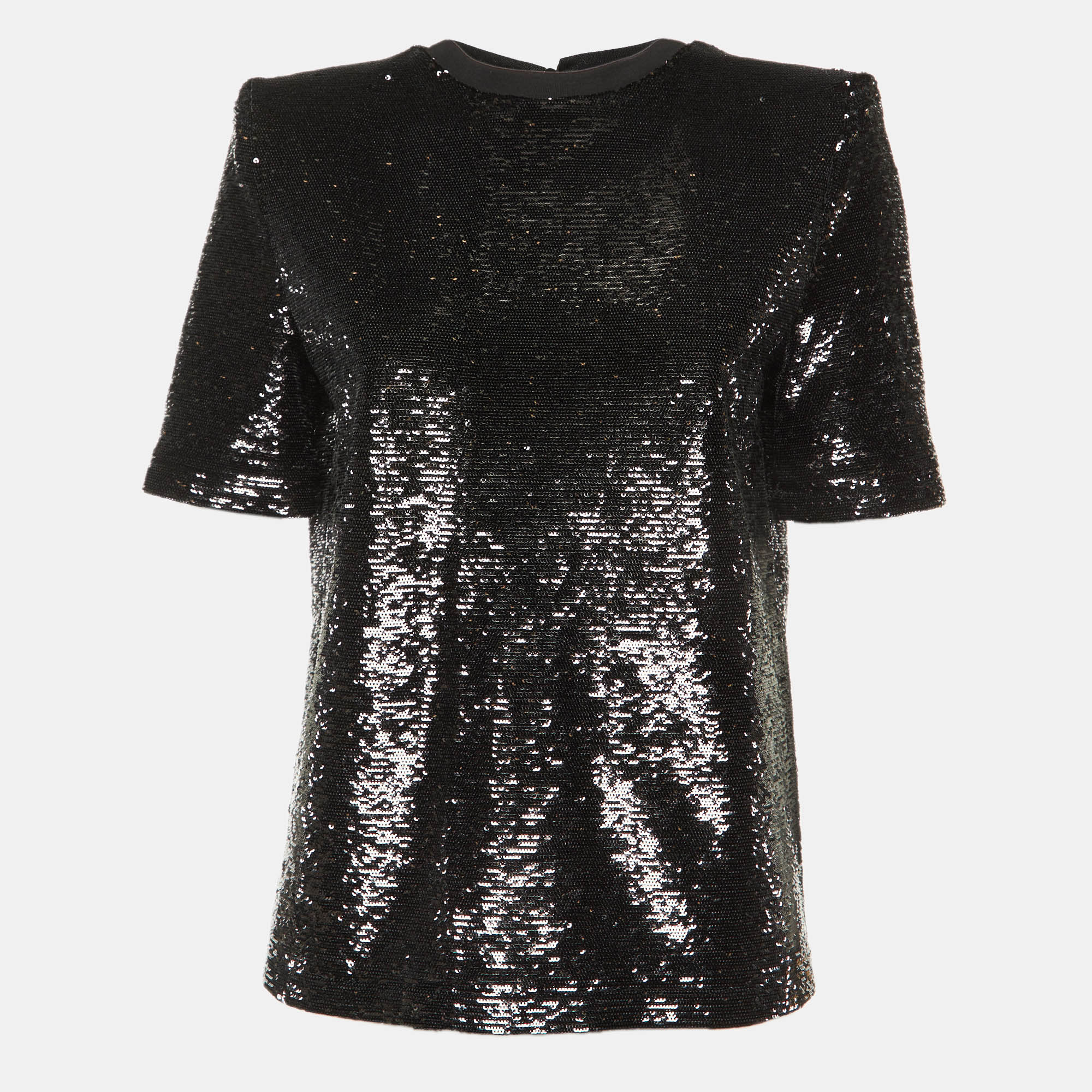 

The Attico Black Sequined Structure Shouldered T-Shirt XS