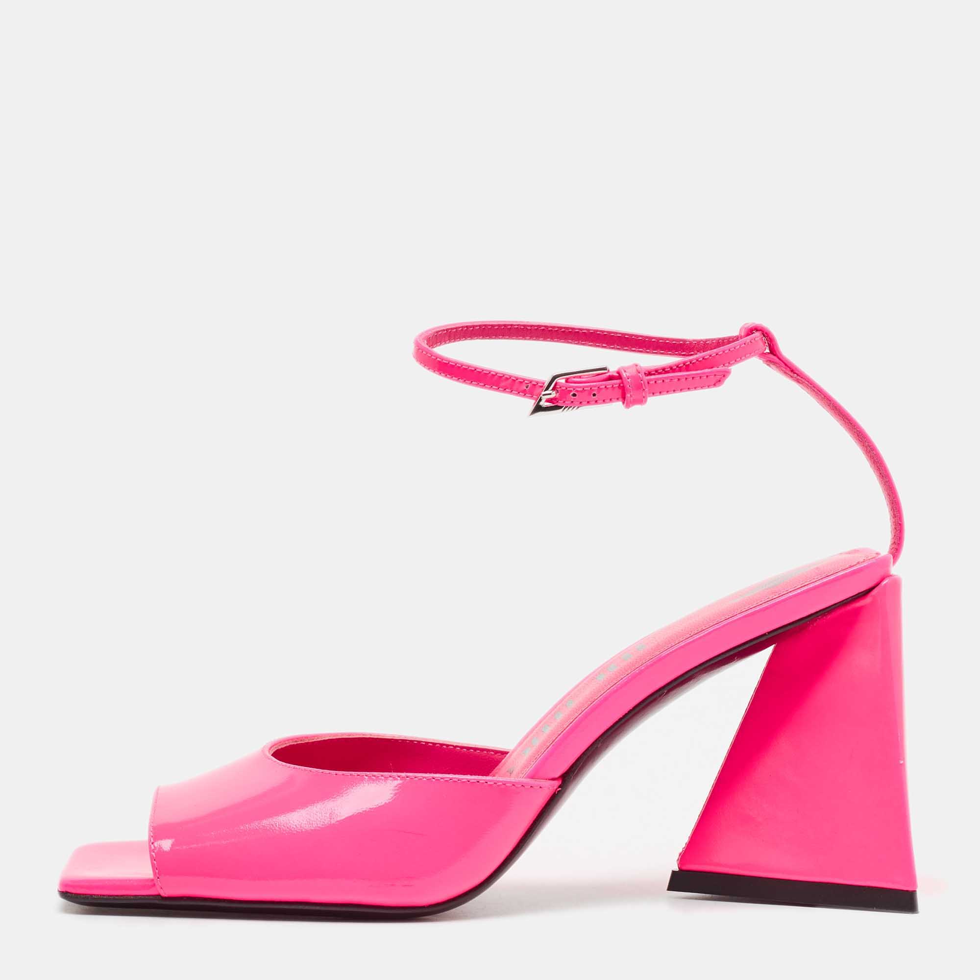 

The Attico Pink Leather Piper Ankle Strap Sandals Size