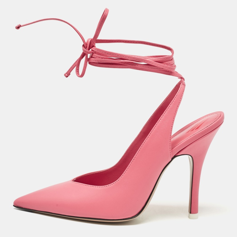 

The Attico Pink Leather Venus Ankle Tie Pumps Size