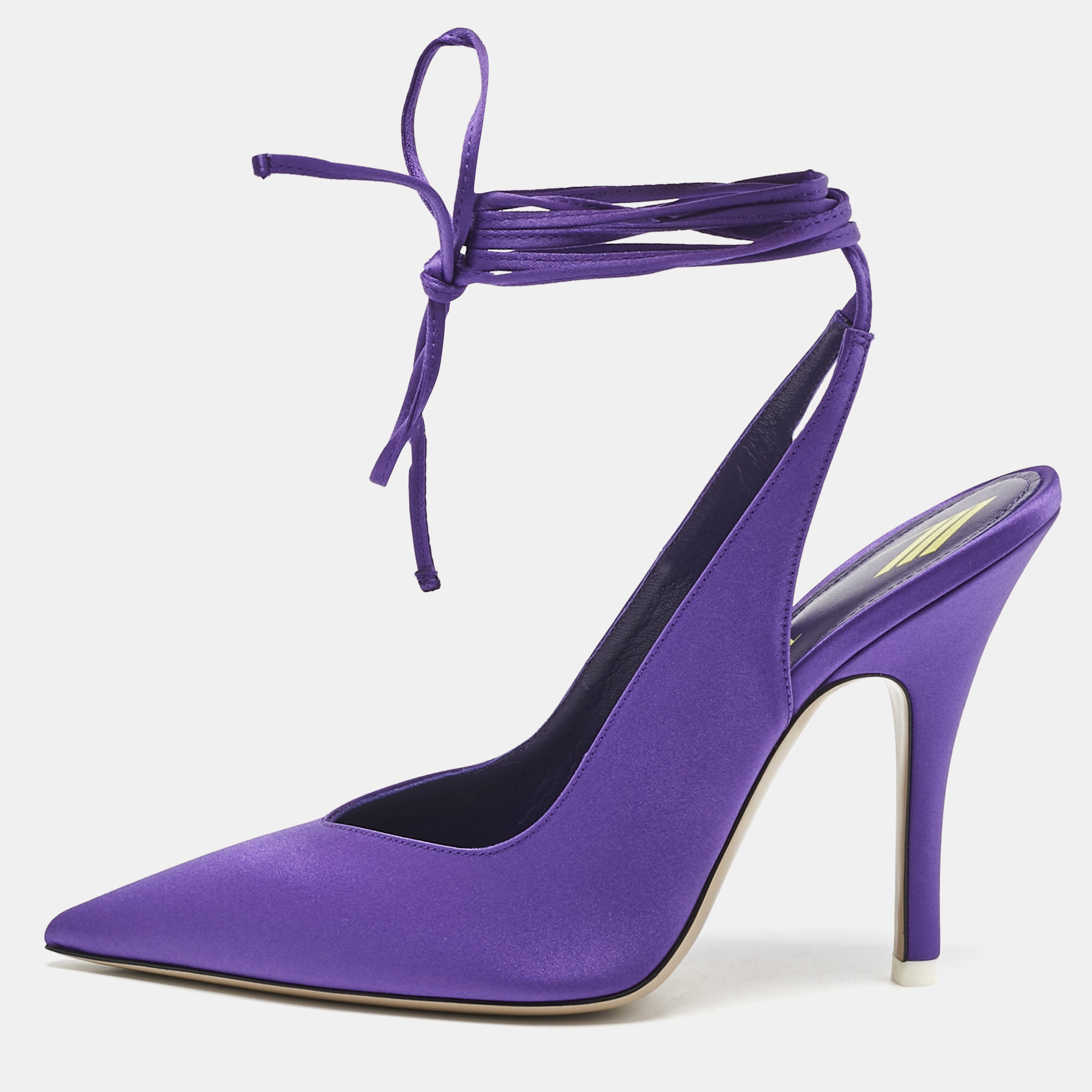 

The Attico Violet Satin Venus Ankle Wrap Pumps Size, Purple