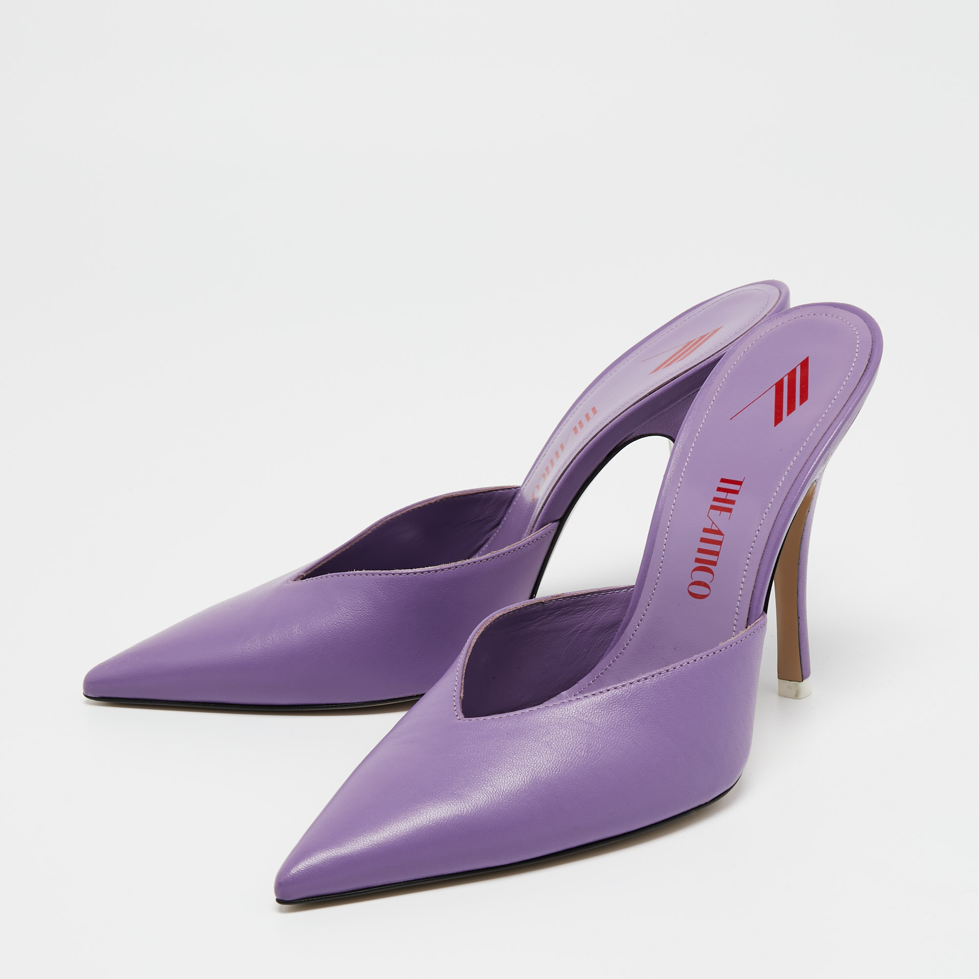 

The Attico Purple Leather Venus Pointed Toe Mules Size