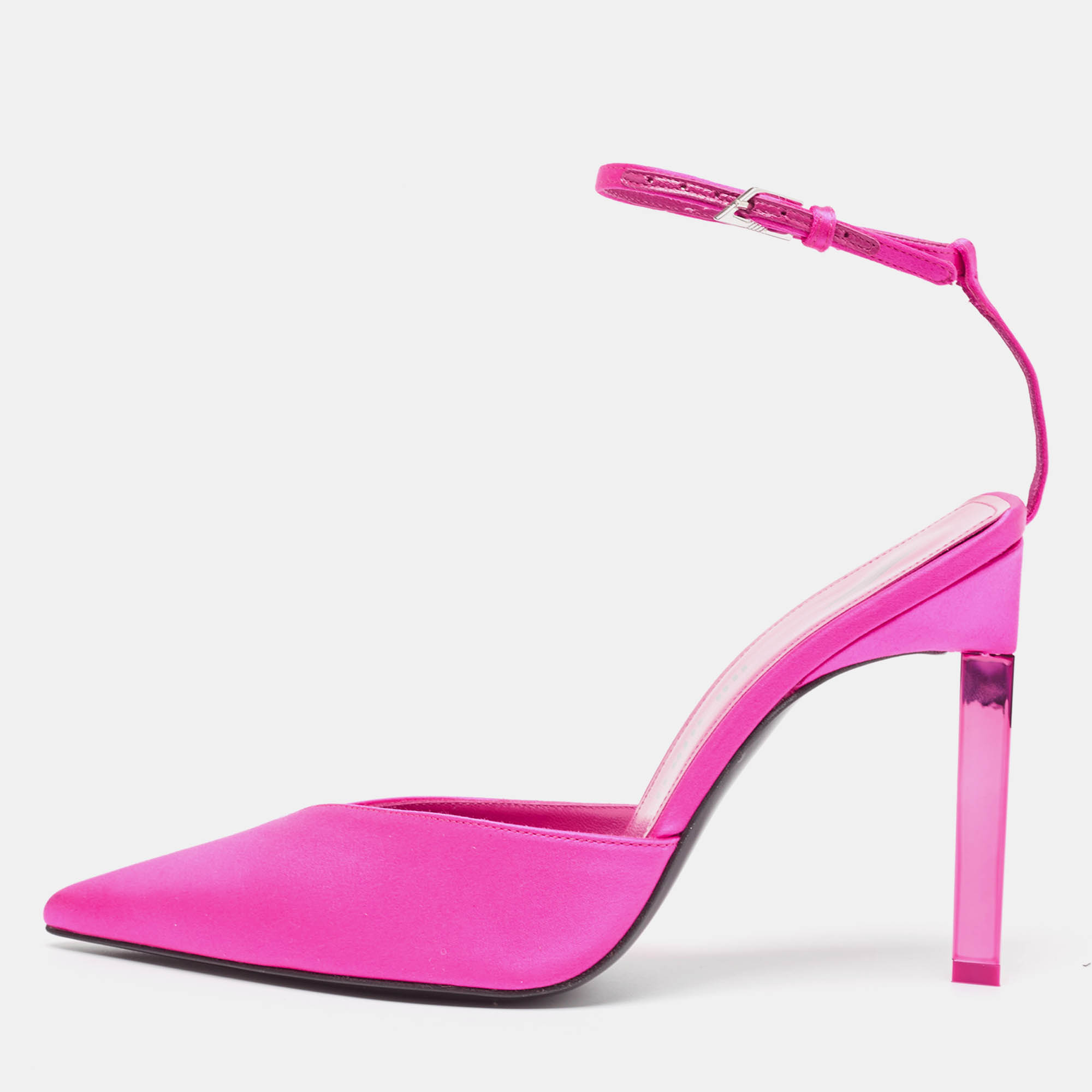

The Attico Pink Satin Perine Ankle Strap Sandals Size