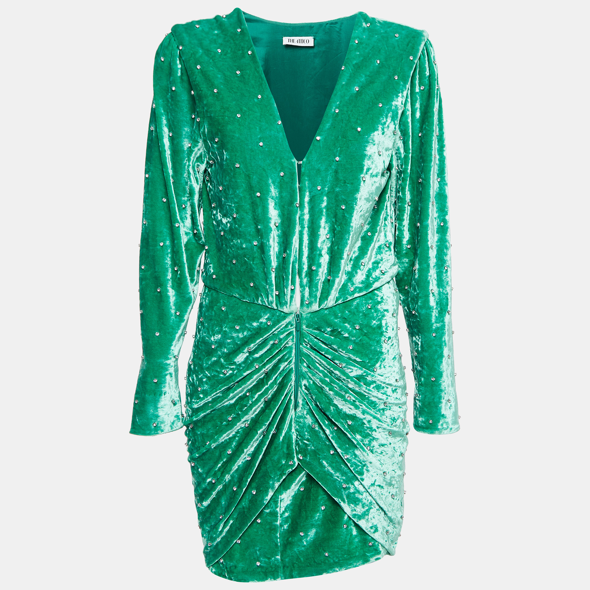 

The Attico Green Iconic Karolina Crystal Velvet Mini Dress M