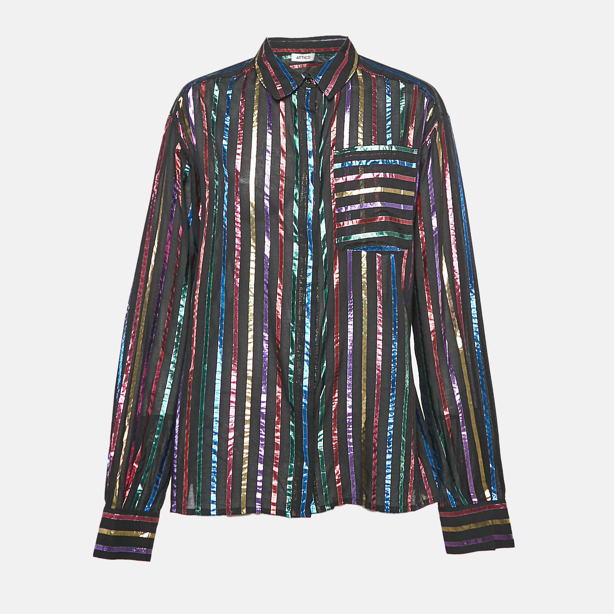 

The Attico Black/Metallic Lurex Striped Crepe Shirt L