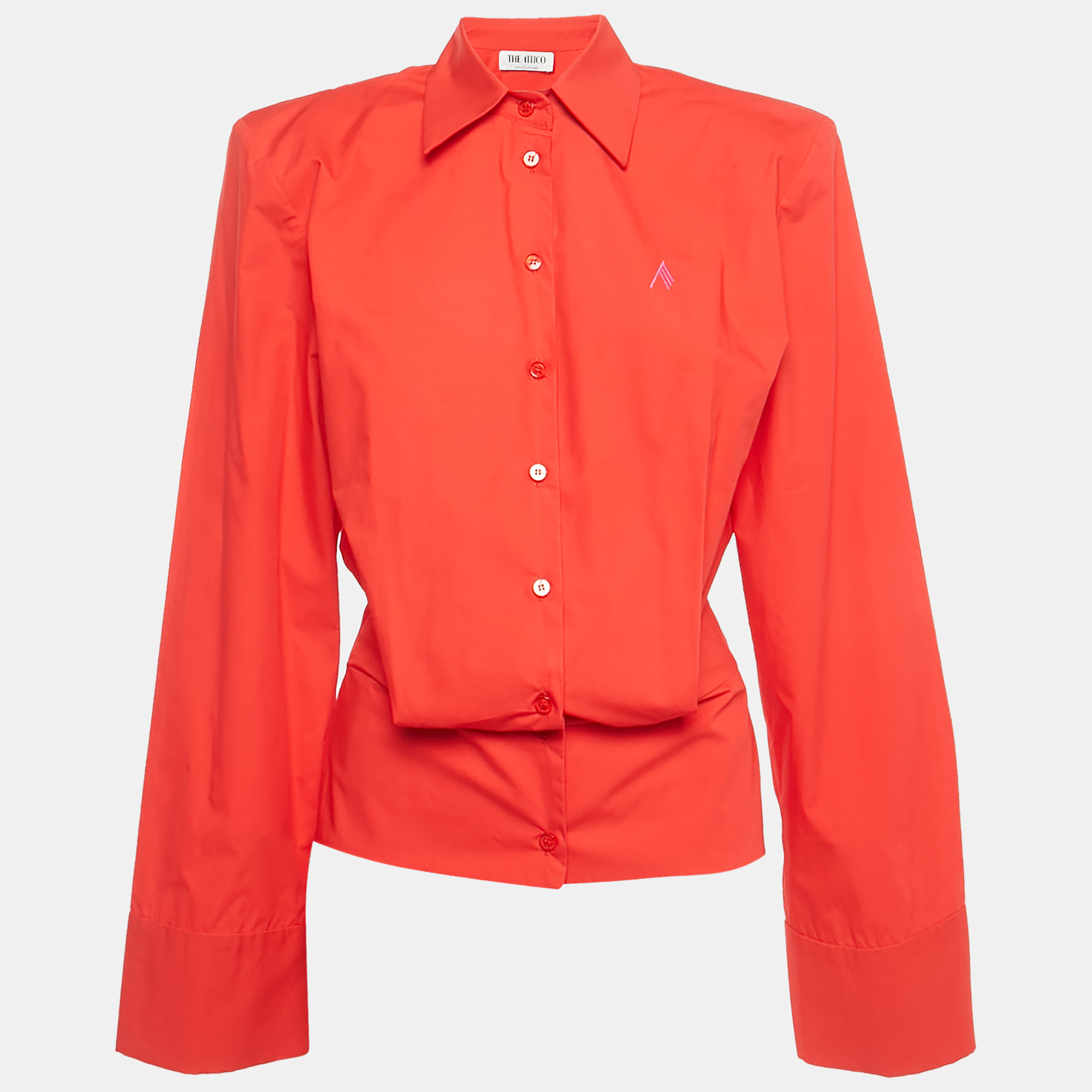 

The Attico Red Cotton Structured Elongated Sleeve Shirt XS